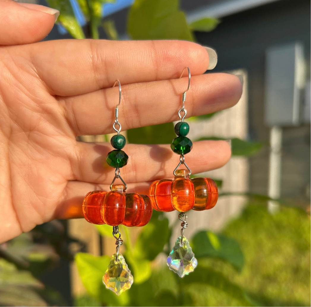Malachite Pumpkin Earrings
