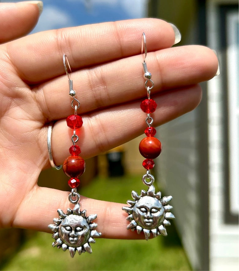Red Jasper Sun Earrings