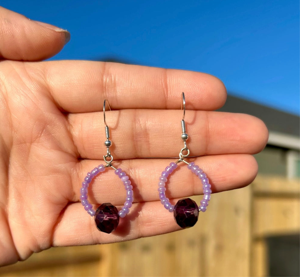 Purple Hoop Earrings