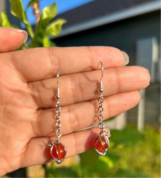 Carnelian Pumpkin Earrings