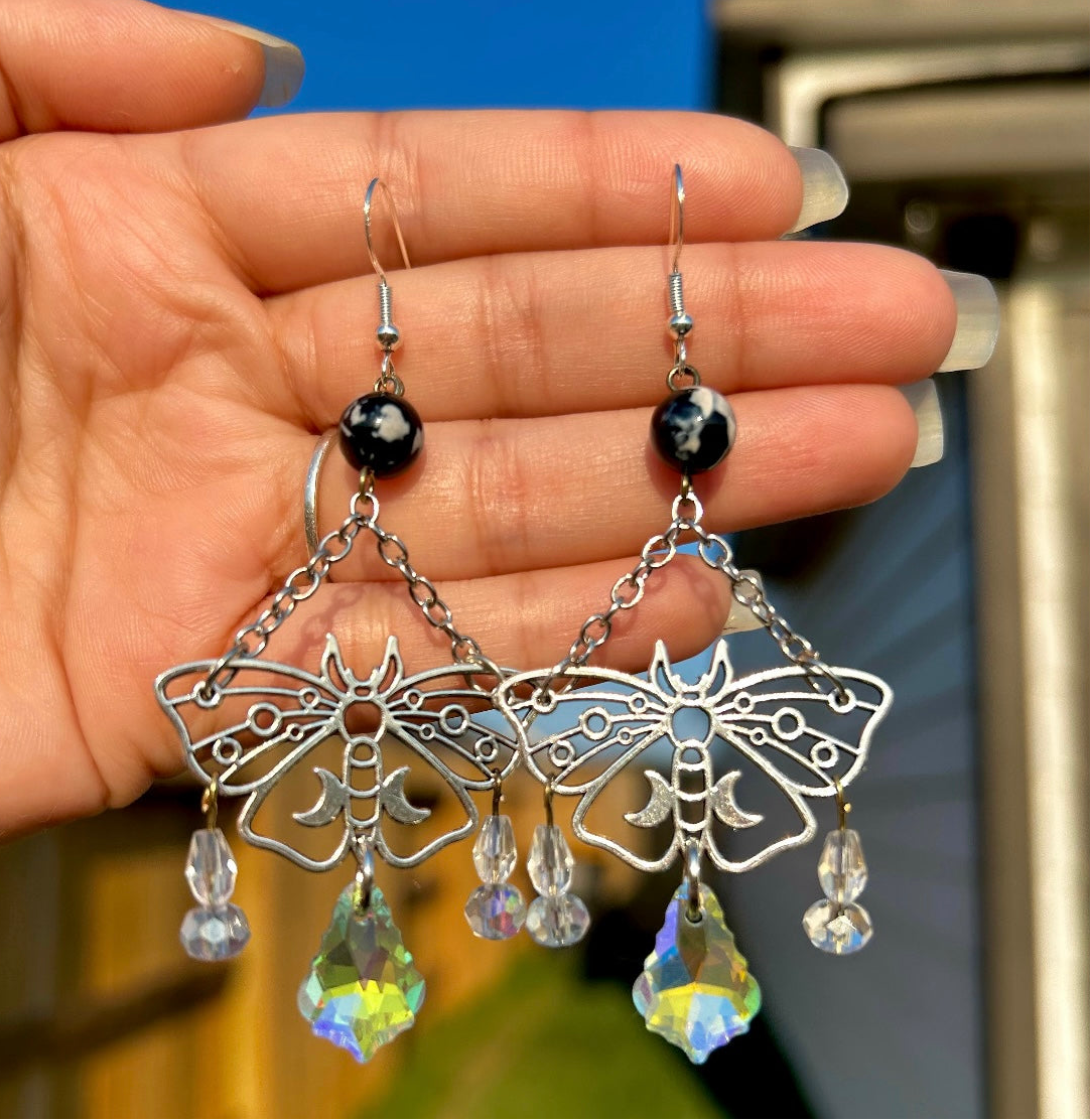 Crystal Moth Earrings