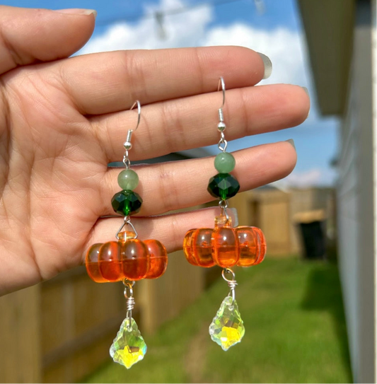 Green Aventurine Pumpkin Earrings