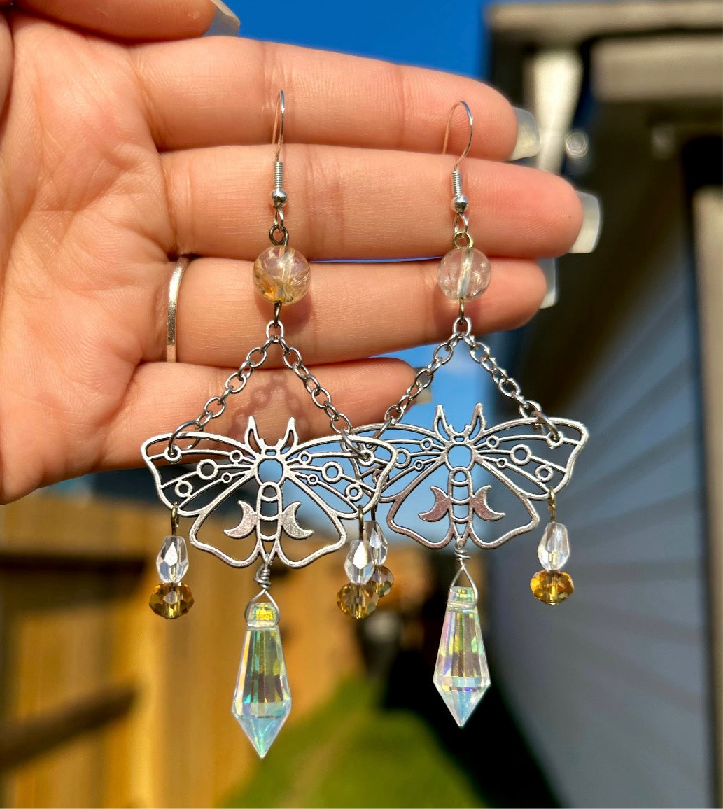 Crystal Moth Earrings
