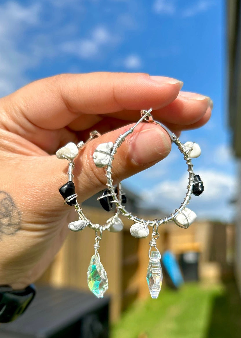 Wire Wrapped Crystal Hoop Earrings