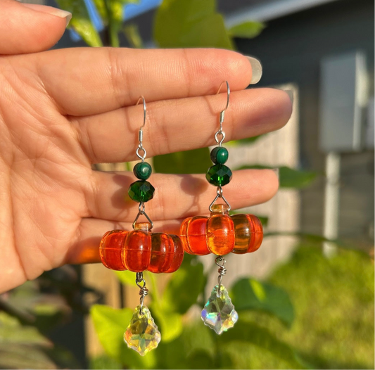 Malachite Pumpkin Earrings
