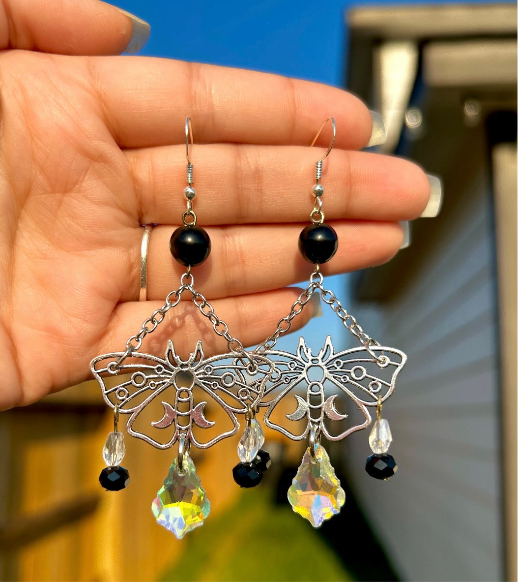 Crystal Moth Earrings