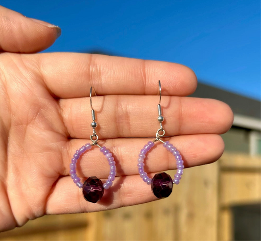 Purple Hoop Earrings