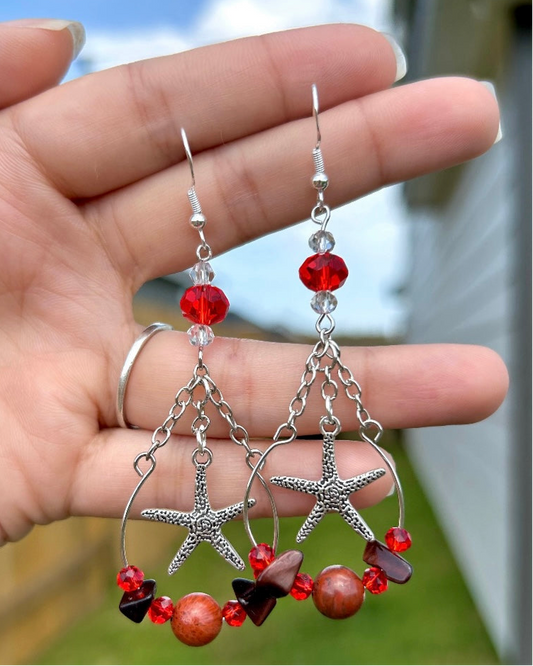 Red Jasper Starfish Earrings