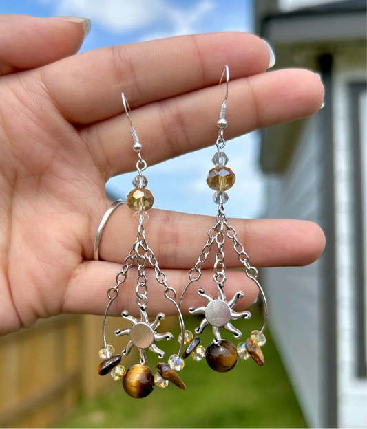 Tigers Eye Sun Earrings